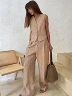 Linneväst och vida byxor för dam-Sets for women-Fjallbarn