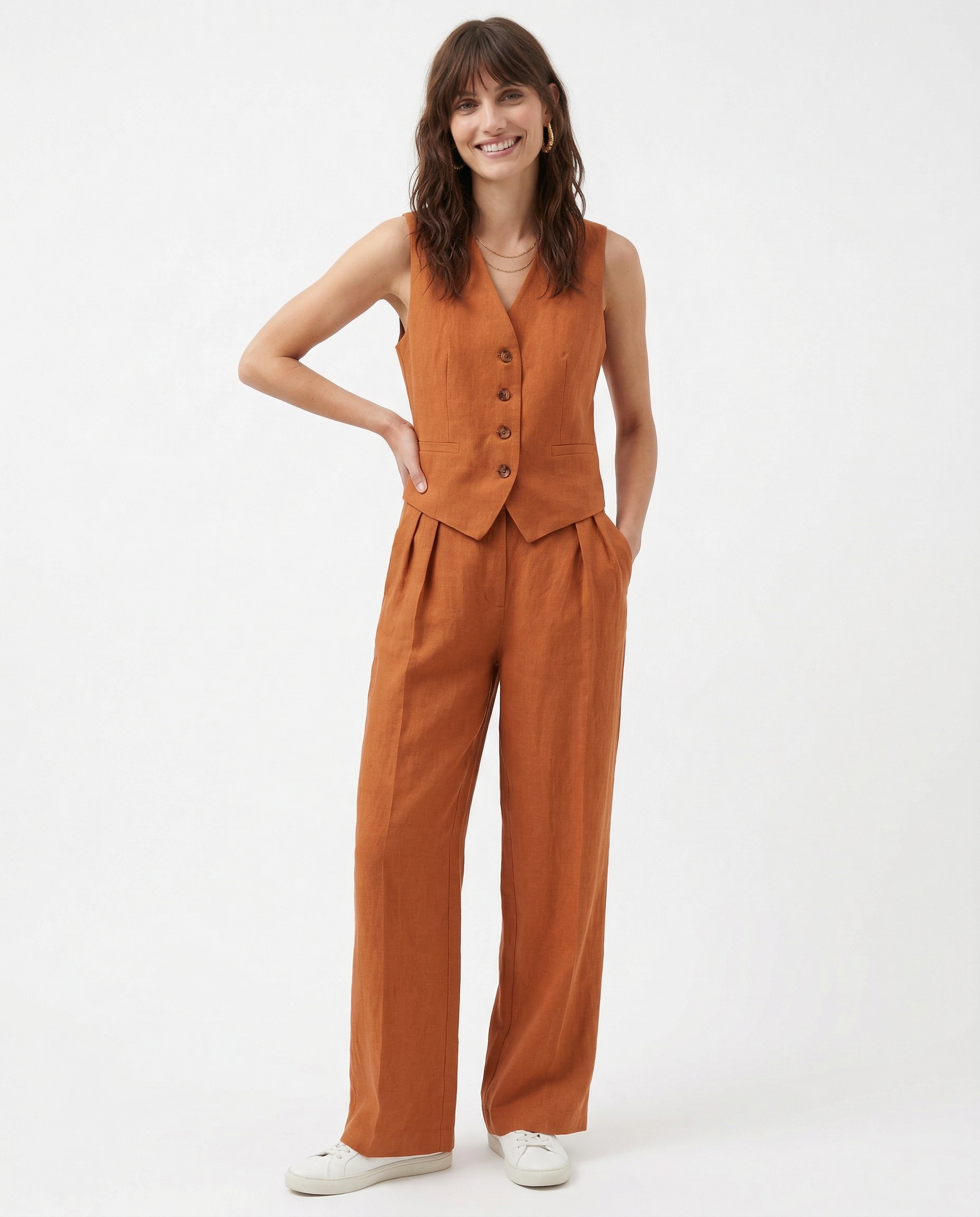 Linneväst och vida byxor för dam-Sets for women-Fjallbarn