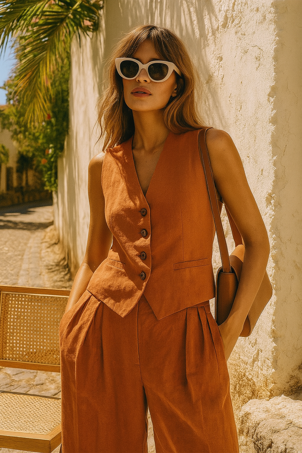 Linneväst och vida byxor för dam-Sets for women-Fjallbarn