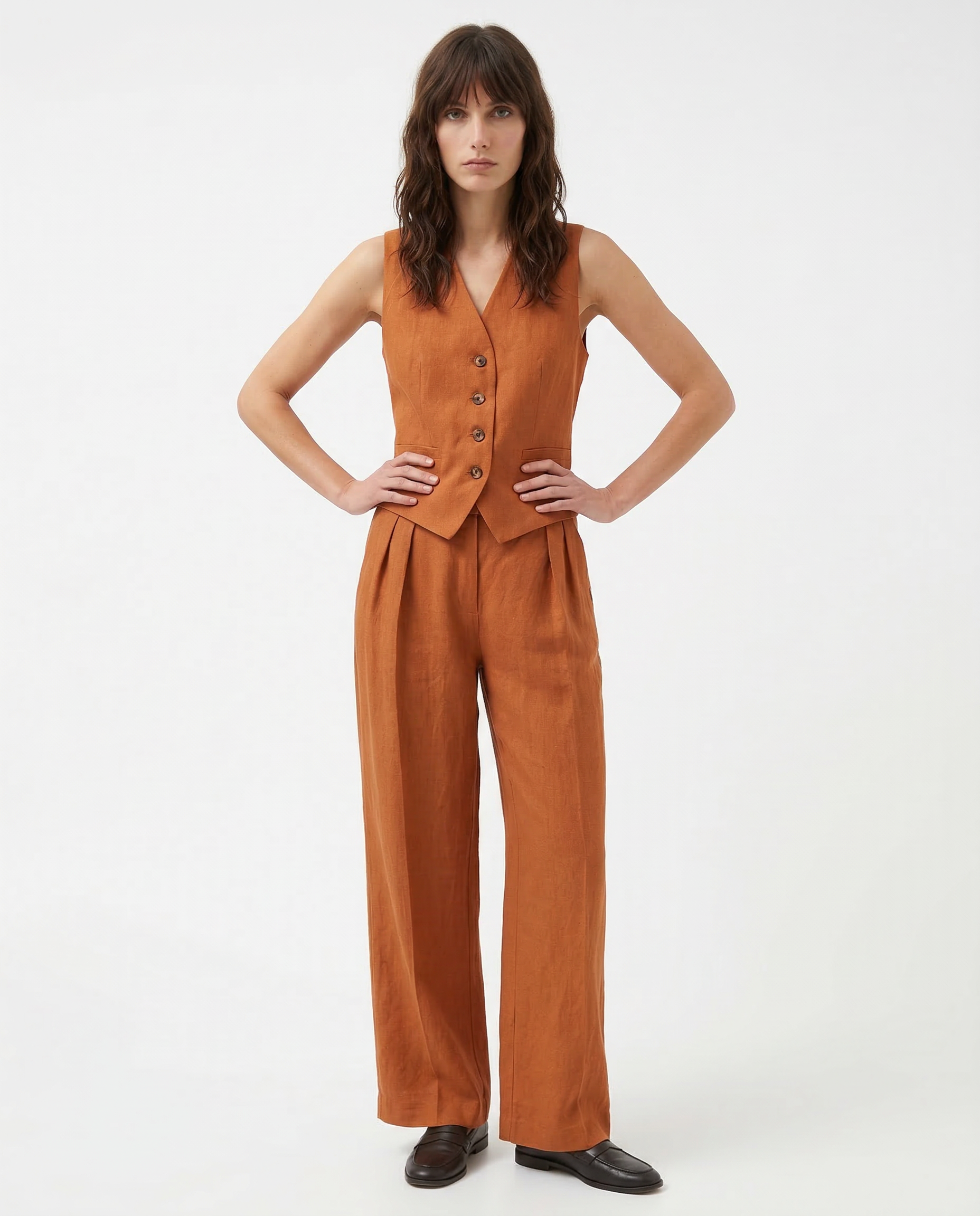 Linneväst och vida byxor för dam-Sets for women-Fjallbarn