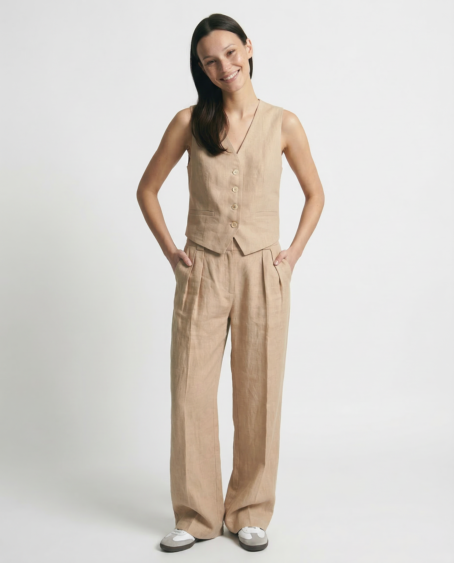 Linneväst och vida byxor för dam-Sets for women-Fjallbarn