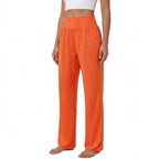 Loungebyxor med hög midja och vida ben för dam-Pants for woman-Fjallbarn