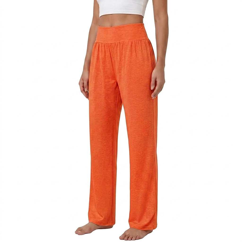 Loungebyxor med hög midja och vida ben för dam-Pants for woman-Fjallbarn
