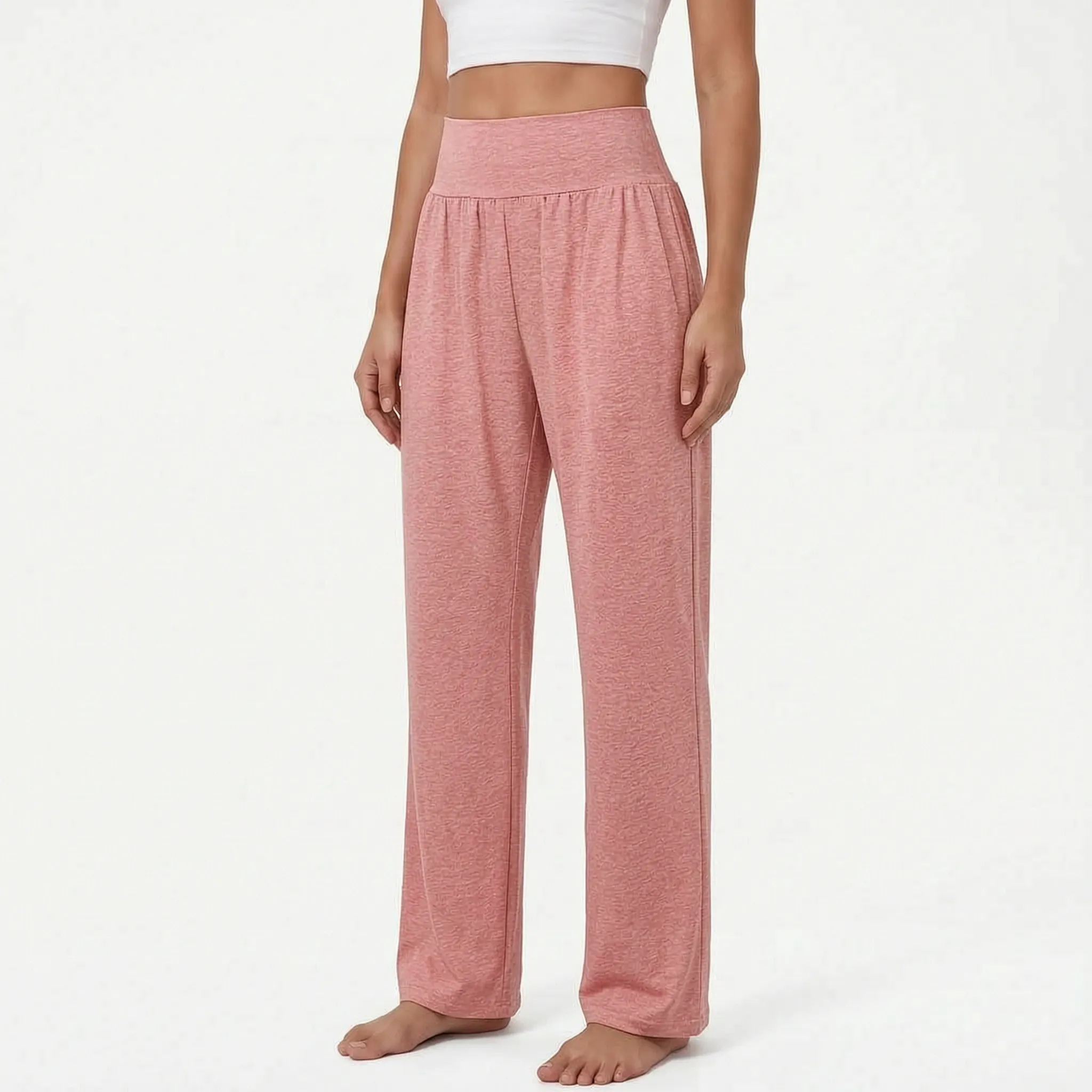 Loungebyxor med hög midja och vida ben för dam-Pants for woman-Fjallbarn
