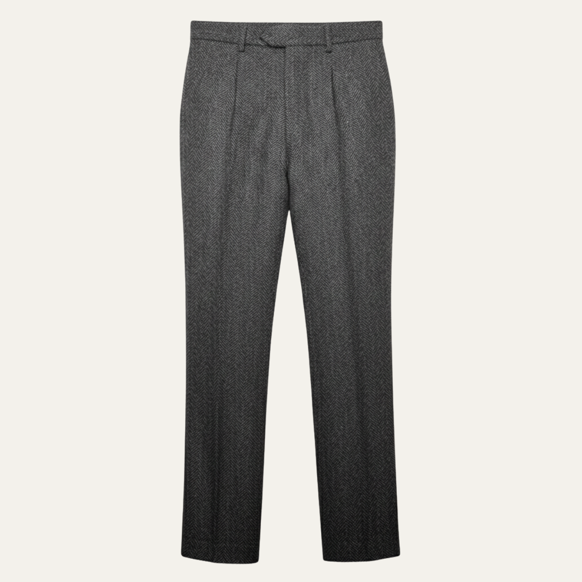 Män Byxor med Rak Benform, Fiskbensmönster och Veck-Pant for Men-Fjallbarn