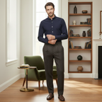 Män Byxor med Rak Benform, Fiskbensmönster och Veck-Pant for Men-Fjallbarn