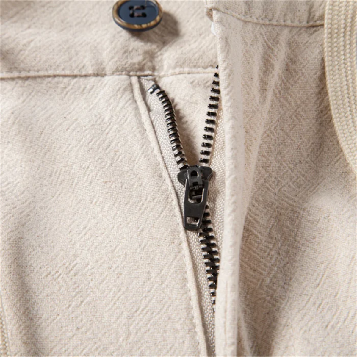 Män Byxor med Veckad Midja, Dragsko och Dragkedja-Pant for Men-Fjallbarn