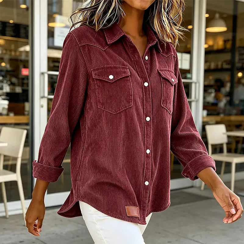 Manchester-skjorta med knappar och fickor för dam-Shirts for women-Fjallbarn