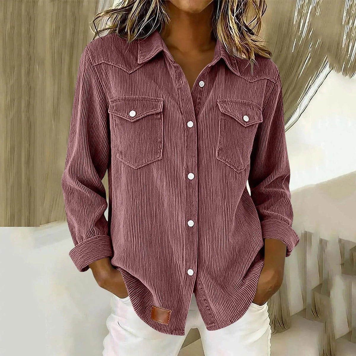 Manchester-skjorta med knappar och fickor för dam-Shirts for women-Fjallbarn