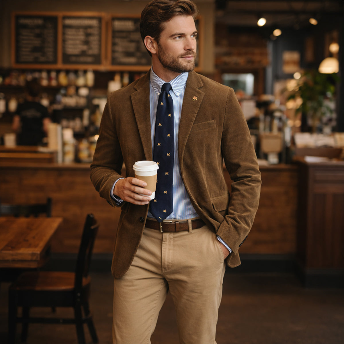 Manchesterkavaj för herr med knappstängning-Blazer for men-Fjallbarn