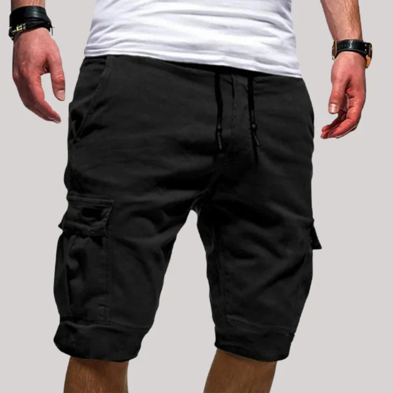 Mäns Cargo Shorts med Dragsko i Midjan och Flera Fickor-Shorts for men-Fjallbarn