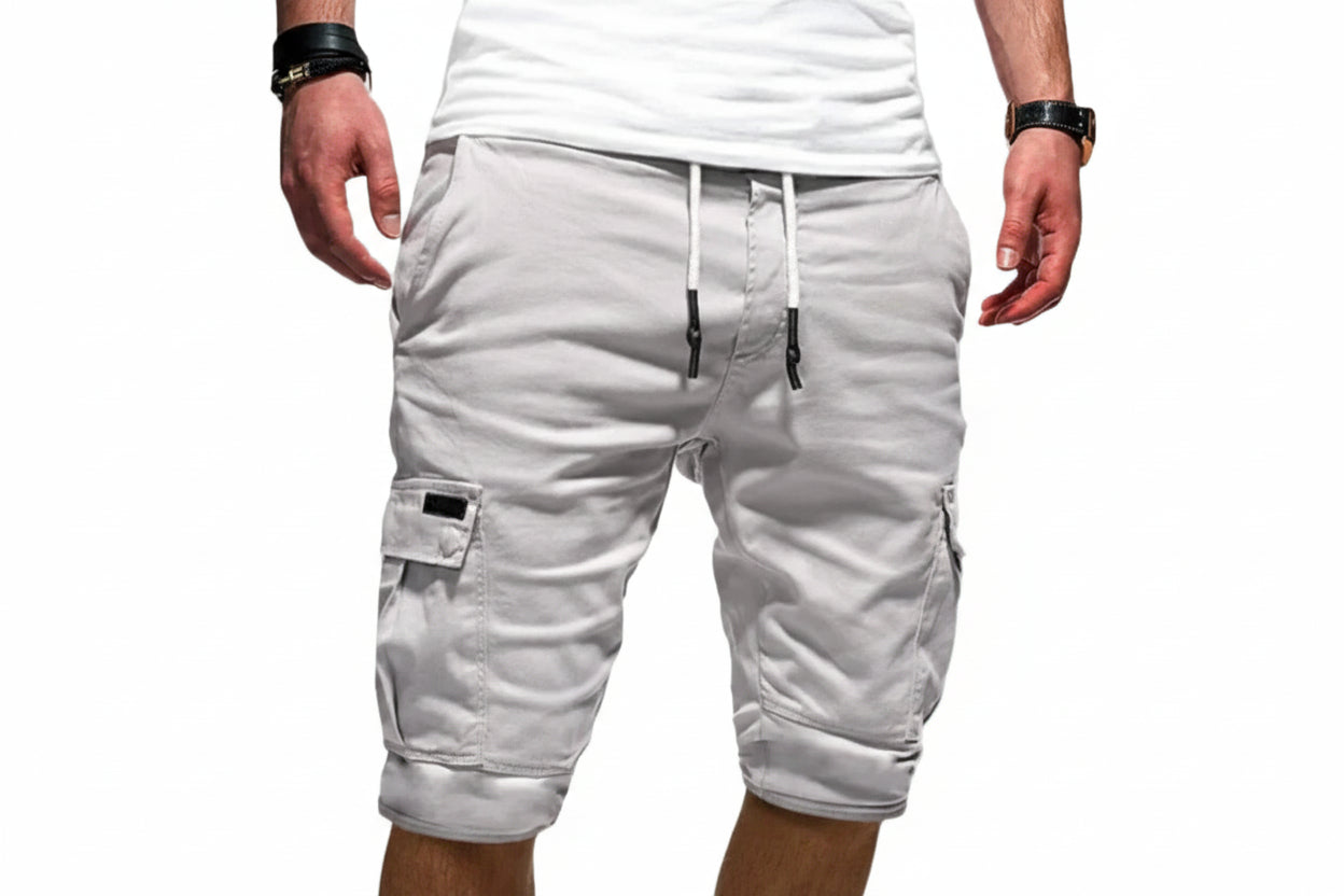 Mäns Cargo Shorts med Dragsko i Midjan och Flera Fickor-Shorts for men-Fjallbarn