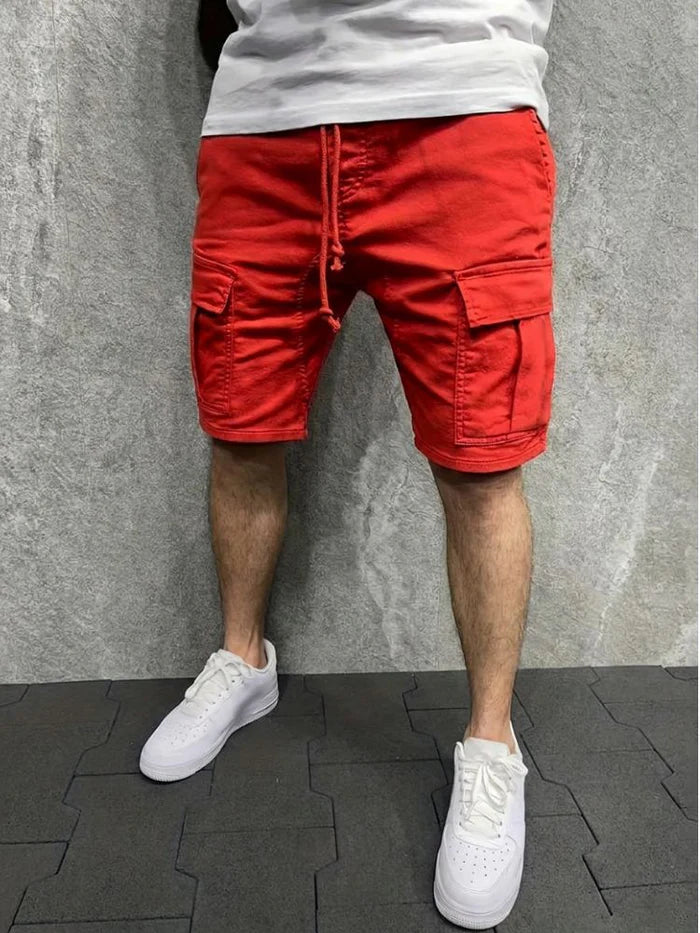 Mäns Cargo Shorts med Dragsko i Midjan och Lockfickor-Shorts for men-Fjallbarn