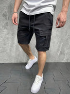 Mäns Cargo Shorts med Dragsko i Midjan och Lockfickor-Shorts for men-Fjallbarn