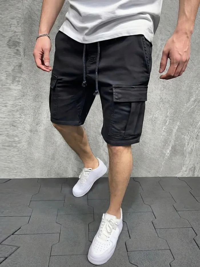 Mäns Cargo Shorts med Dragsko i Midjan och Lockfickor-Shorts for men-Fjallbarn