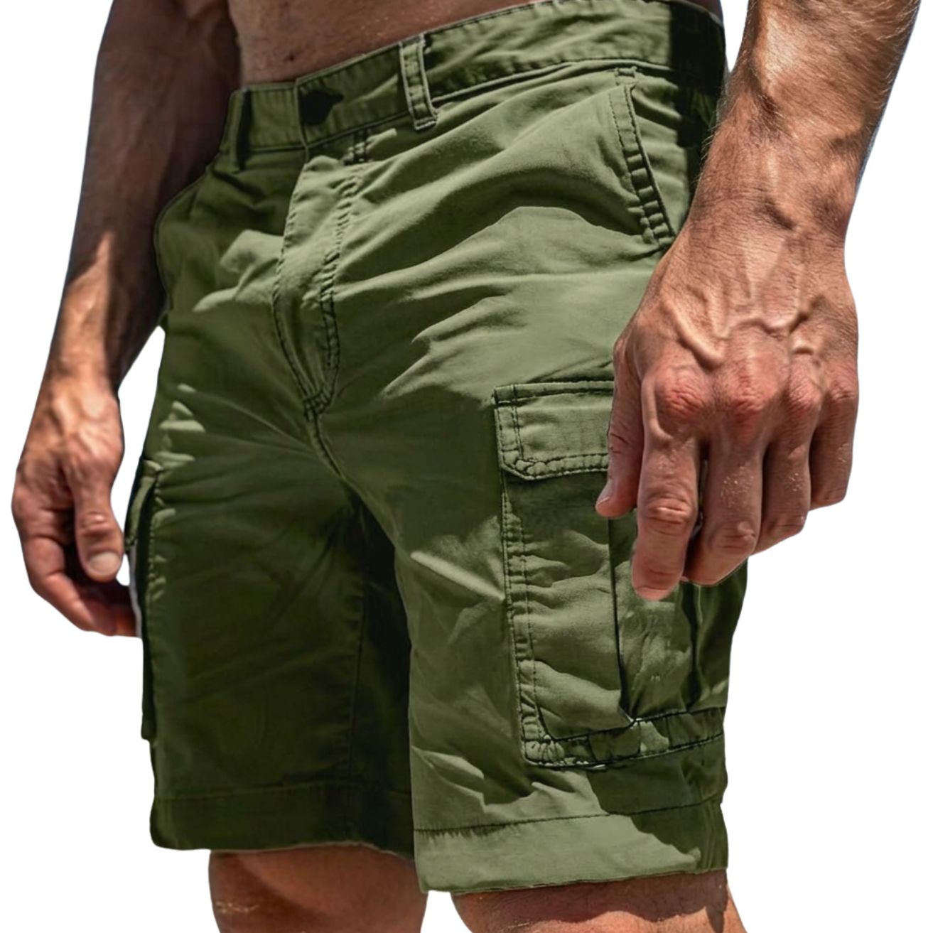 Mäns Cargo Shorts med Knappstängning och Sidofickor-Shorts for men-Fjallbarn