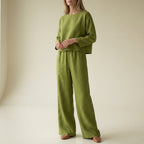 Matchande set i linne med vida ben för dam-Sets for women-Fjallbarn