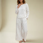 Matchande set i linne med vida ben för dam-Sets for women-Fjallbarn