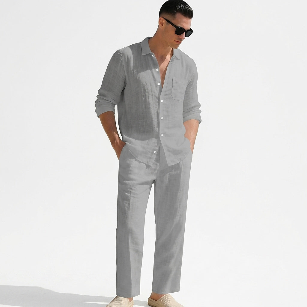 Matchande set med linneskjorta och byxor för herr-Sets for Men-Fjallbarn