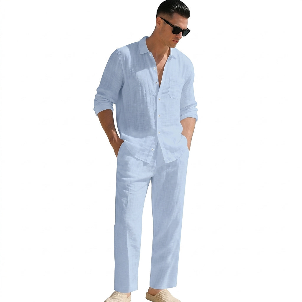 Matchande set med linneskjorta och byxor för herr-Sets for Men-Fjallbarn
