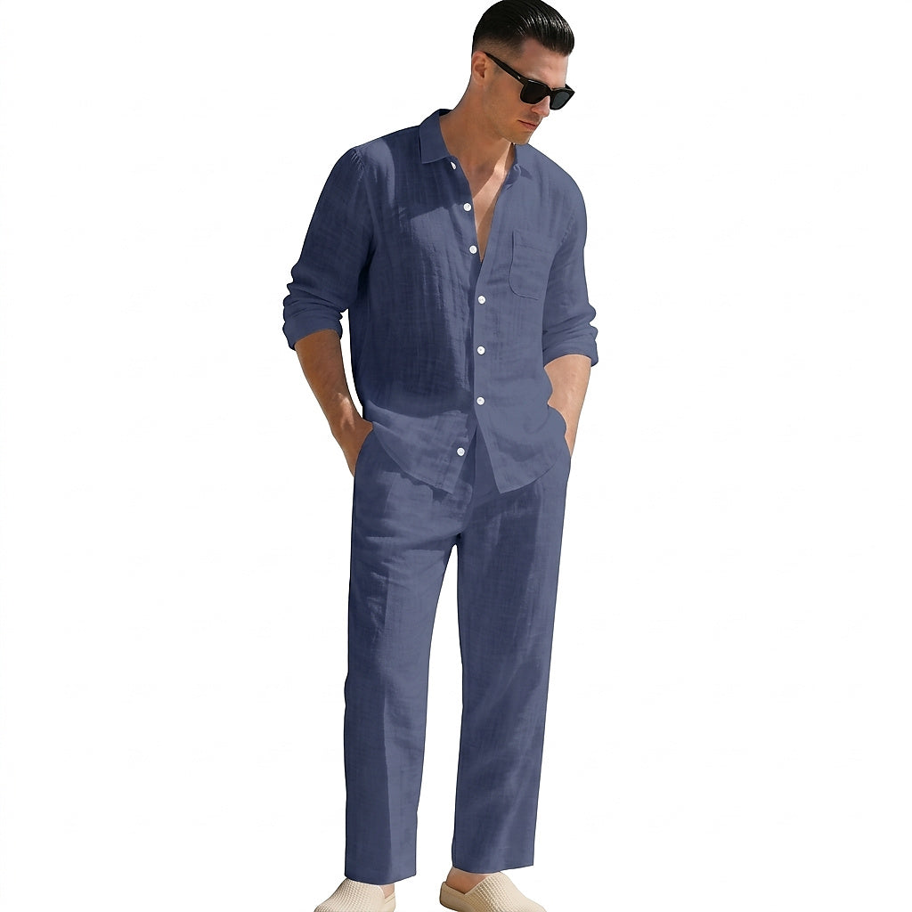 Matchande set med linneskjorta och byxor för herr-Sets for Men-Fjallbarn