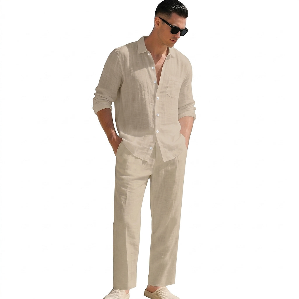 Matchande set med linneskjorta och byxor för herr-Sets for Men-Fjallbarn