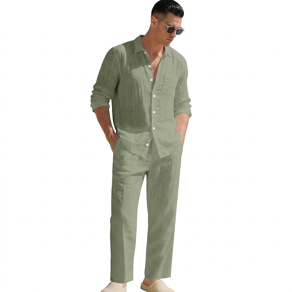 Matchande set med linneskjorta och byxor för herr-Sets for Men-Fjallbarn