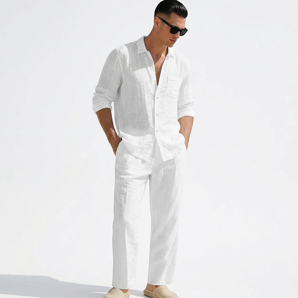 Matchande set med linneskjorta och byxor för herr-Sets for Men-Fjallbarn