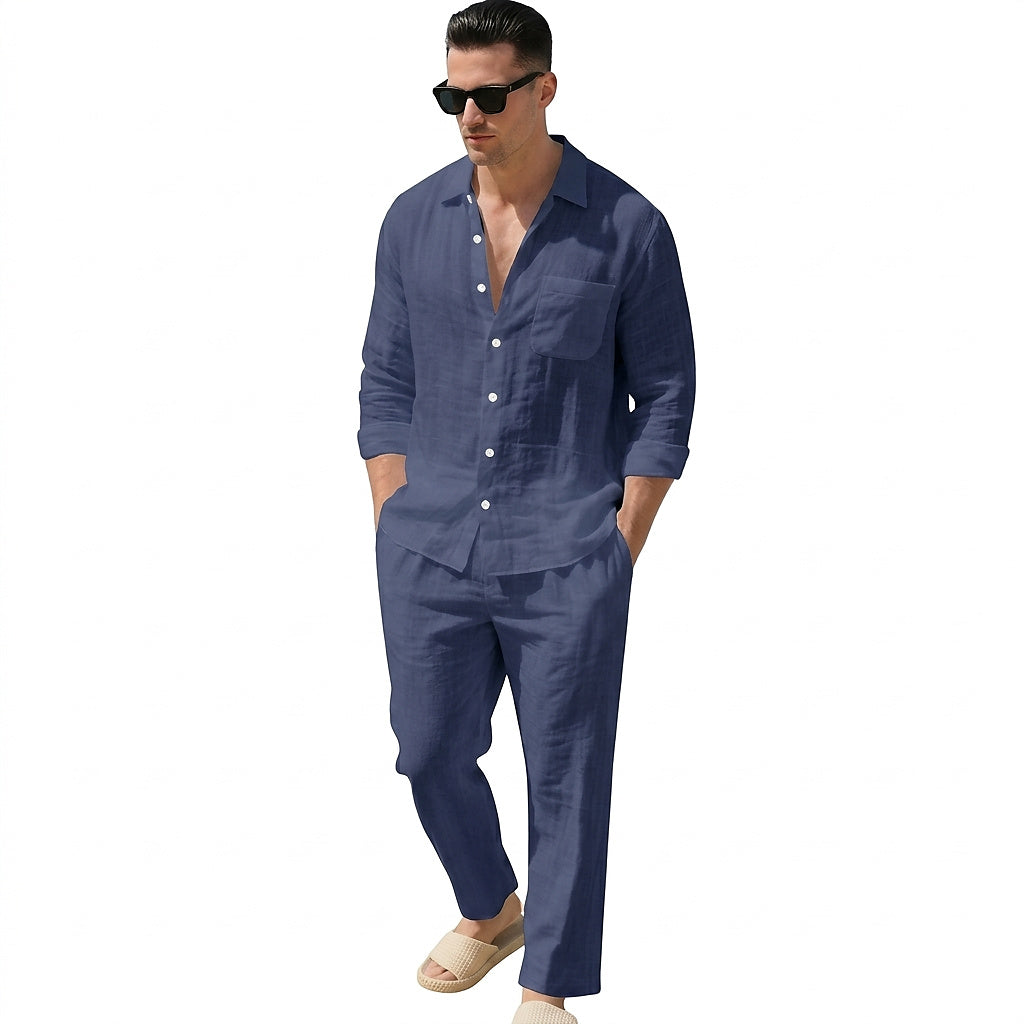 Matchande set med linneskjorta och byxor för herr-Sets for Men-Fjallbarn