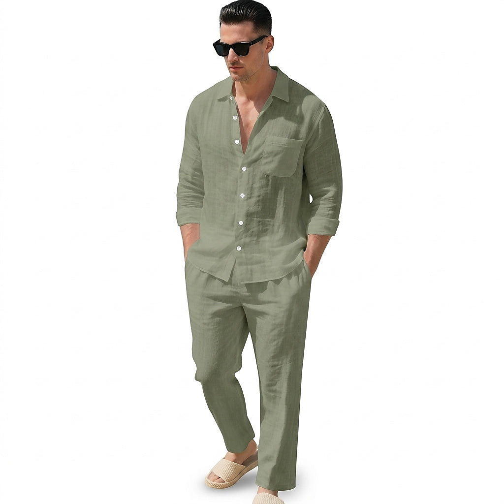 Matchande set med linneskjorta och byxor för herr-Sets for Men-Fjallbarn