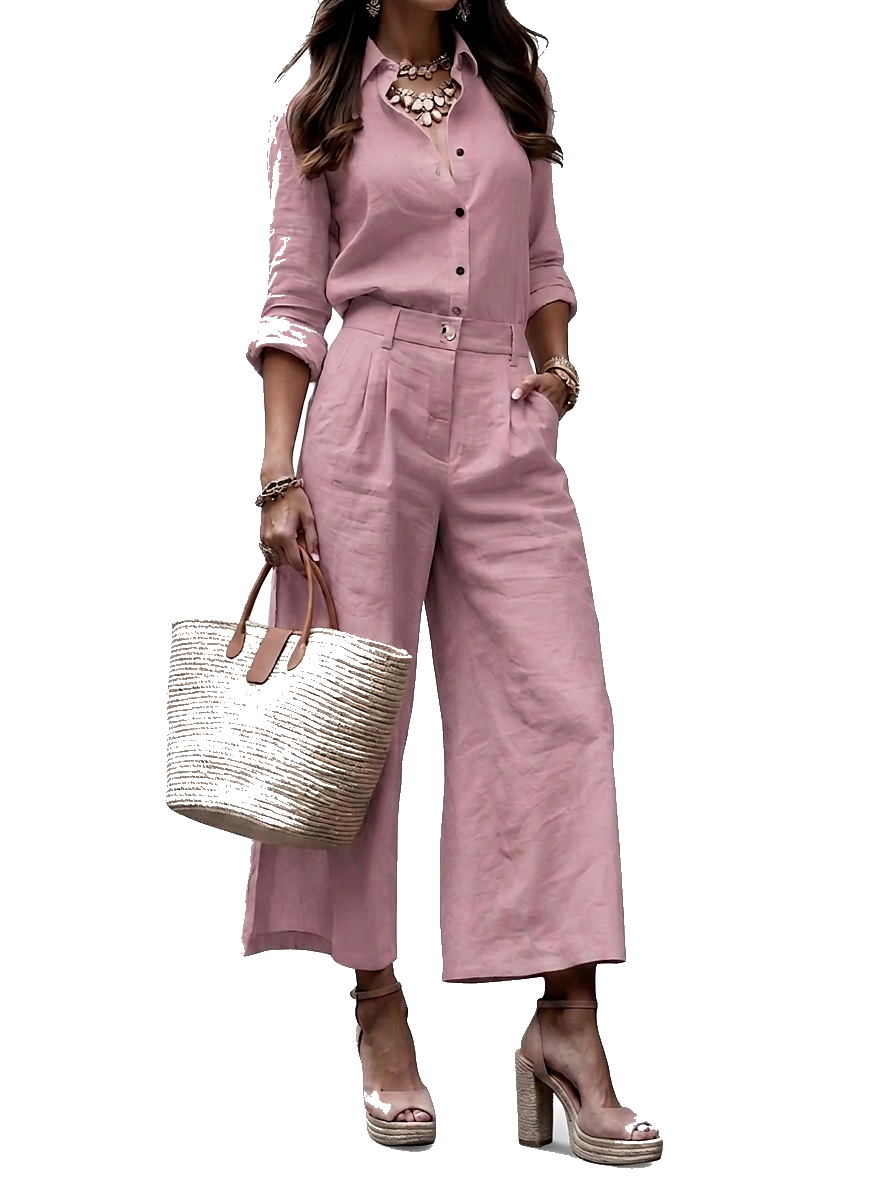 Matchande set med skjorta och vida byxor för dam-Sets for women-Fjallbarn