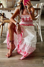 Maxiklänning för dam med smockat liv-Maxi Dress-Fjallbarn