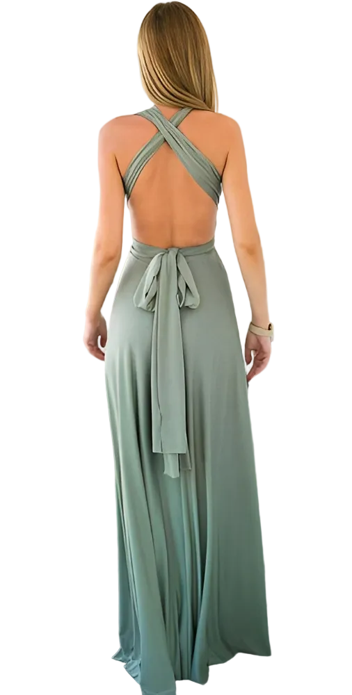 Maxiklänning för damer med korsad halsringning-Maxi Dress-Fjallbarn