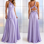 Maxiklänning för damer med korsad halsringning-Maxi Dress-Fjallbarn