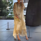 Maxiklänning i kaftanmodell med marmormönster för dam-Maxi Dress-Fjallbarn