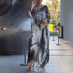 Maxiklänning i kaftanmodell med marmormönster för dam-Maxi Dress-Fjallbarn
