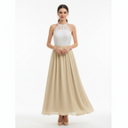 Maxiklänning med ärmlös spetsliv-Maxi Dress-Fjallbarn