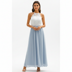 Maxiklänning med ärmlös spetsliv-Maxi Dress-Fjallbarn