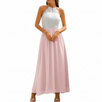 Maxiklänning med ärmlös spetsliv-Maxi Dress-Fjallbarn