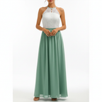 Maxiklänning med ärmlös spetsliv-Maxi Dress-Fjallbarn