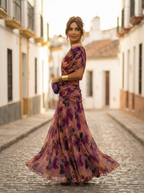 Maxiklänning med bara axlar och rynkad midja för dam-Maxi Dress-Fjallbarn