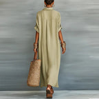Maxiklänning med knappar för dam-Maxi Dress-Fjallbarn
