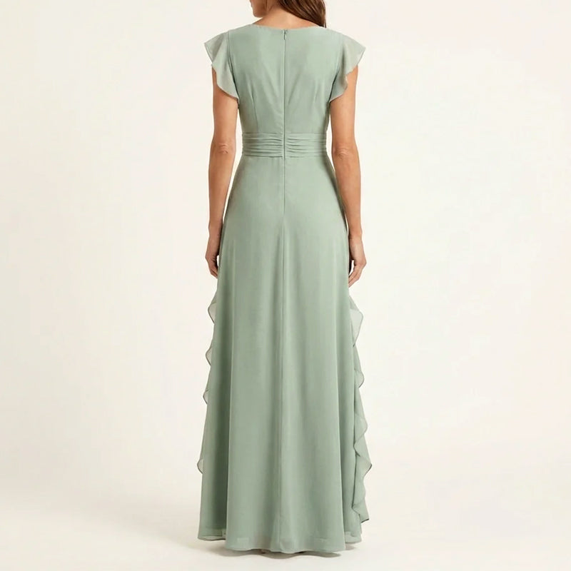 Maxiklänning med omlott och volangdetaljer för dam-Maxi Dress-Fjallbarn
