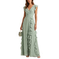Maxiklänning med omlott och volangdetaljer för dam-Maxi Dress-Fjallbarn