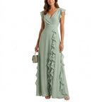 Maxiklänning med omlott och volangdetaljer för dam-Maxi Dress-Fjallbarn