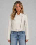 MC-jacka för dam med asymmetrisk dragkedja och bälte-Jacket for women-Fjallbarn
