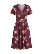 Midi-omlottklänning för dam med tropiskt tryck-Midi Dress-Fjallbarn