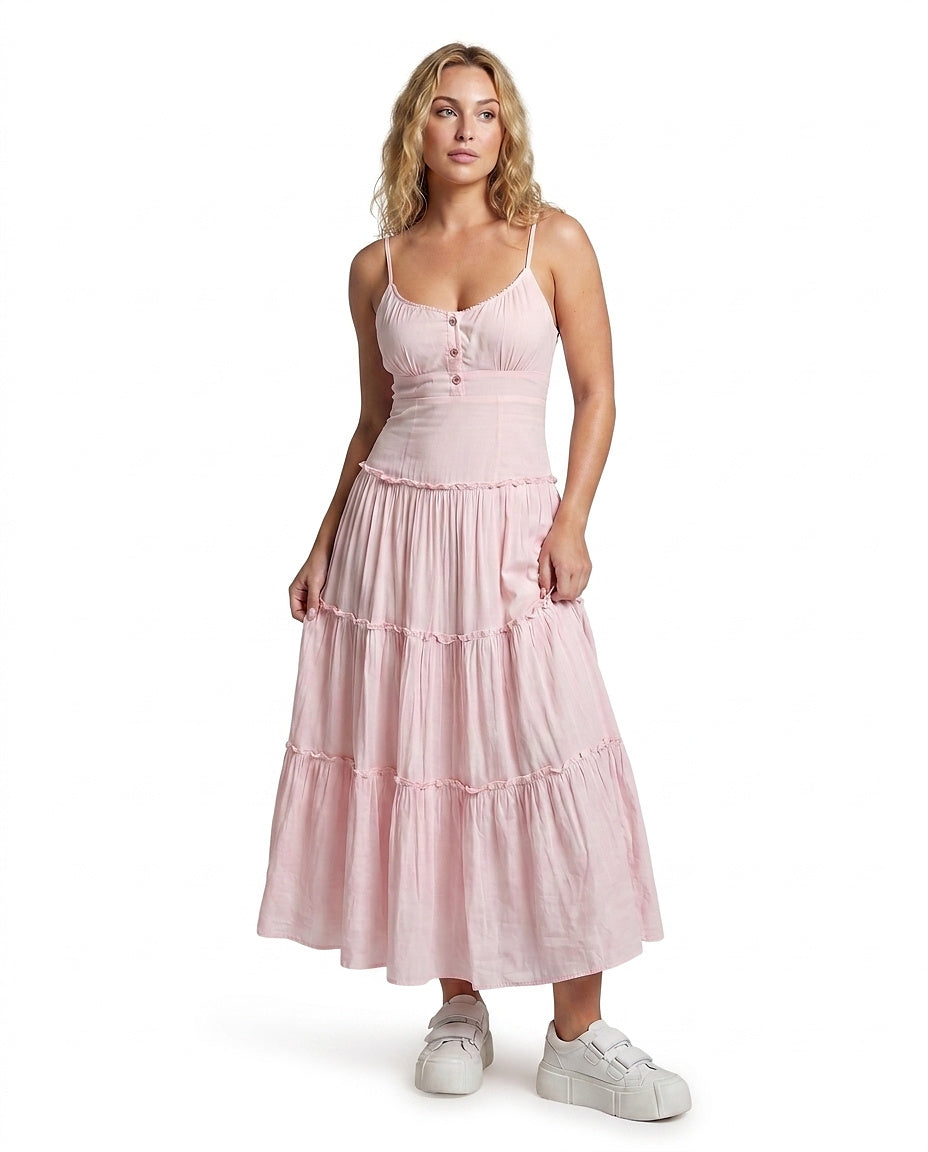 Midiklänning med axelband och våder-Maxi Dress-Fjallbarn