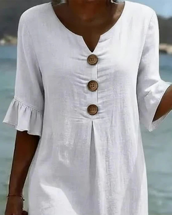 Midiklänning med knappar för dam-Midi Dress-Fjallbarn