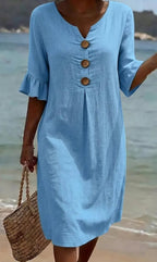 Midiklänning med knappar för dam-Midi Dress-Fjallbarn